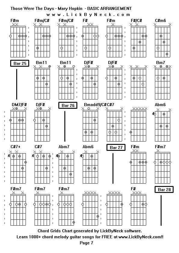 Chord Grids Chart of chord melody fingerstyle guitar song-Those Were The Days - Mary Hopkin  - BASIC ARRANGEMENT,generated by LickByNeck software.